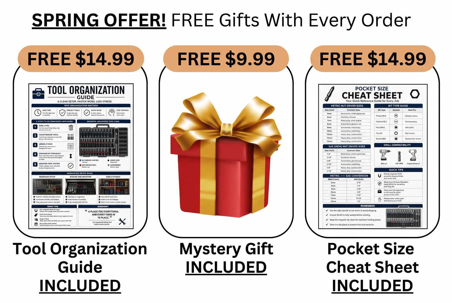 Tool Orginization Guide, Mystery Gift, Pocket Size Cheat Sheet