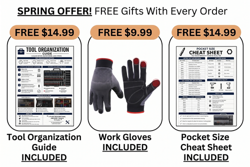 Tool Orginization Guide, Work Gloves, Pocket Size Cheat Sheet